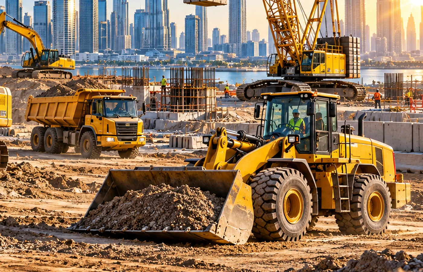 Wheel loader and heavy site equipment