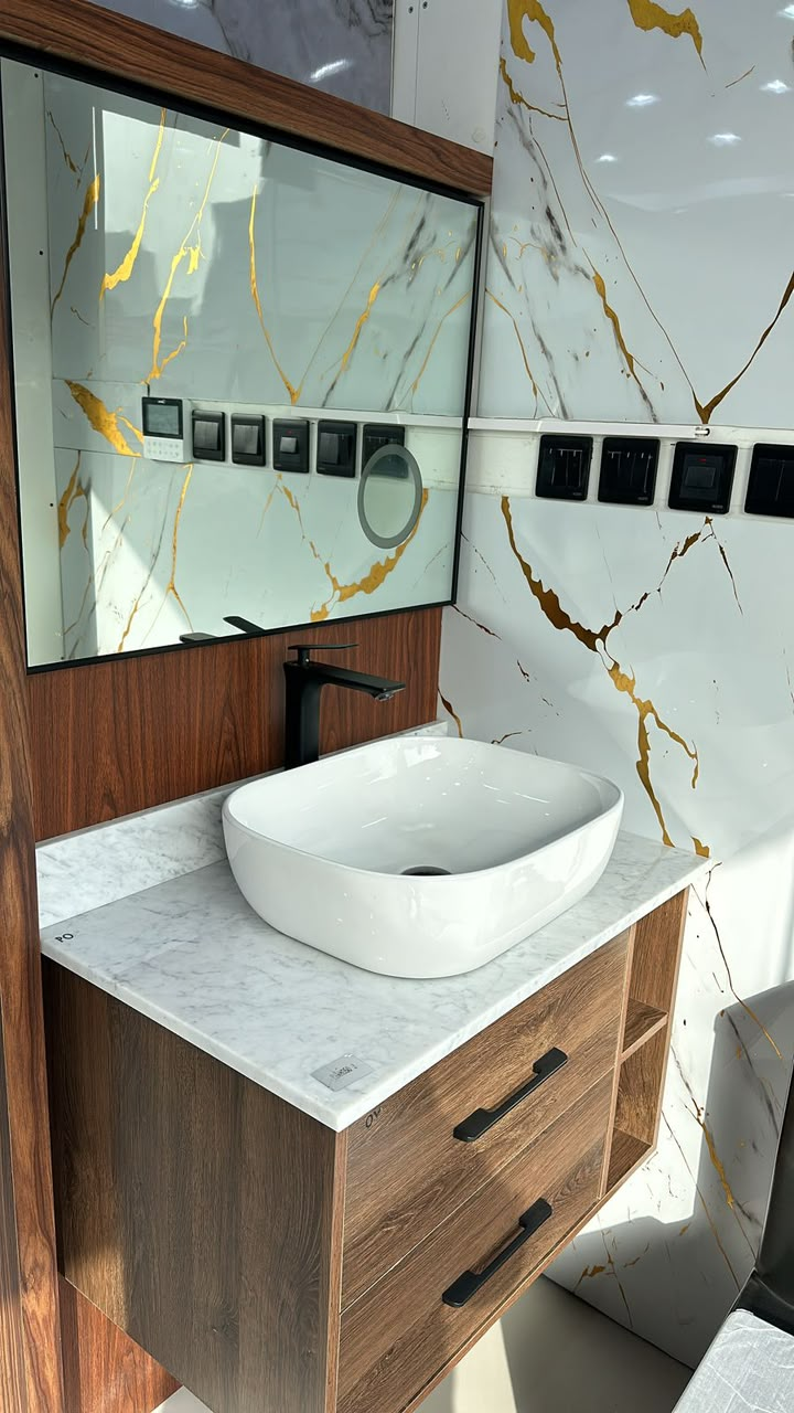 Premium sanitary vanity and marble finish supplied for construction projects